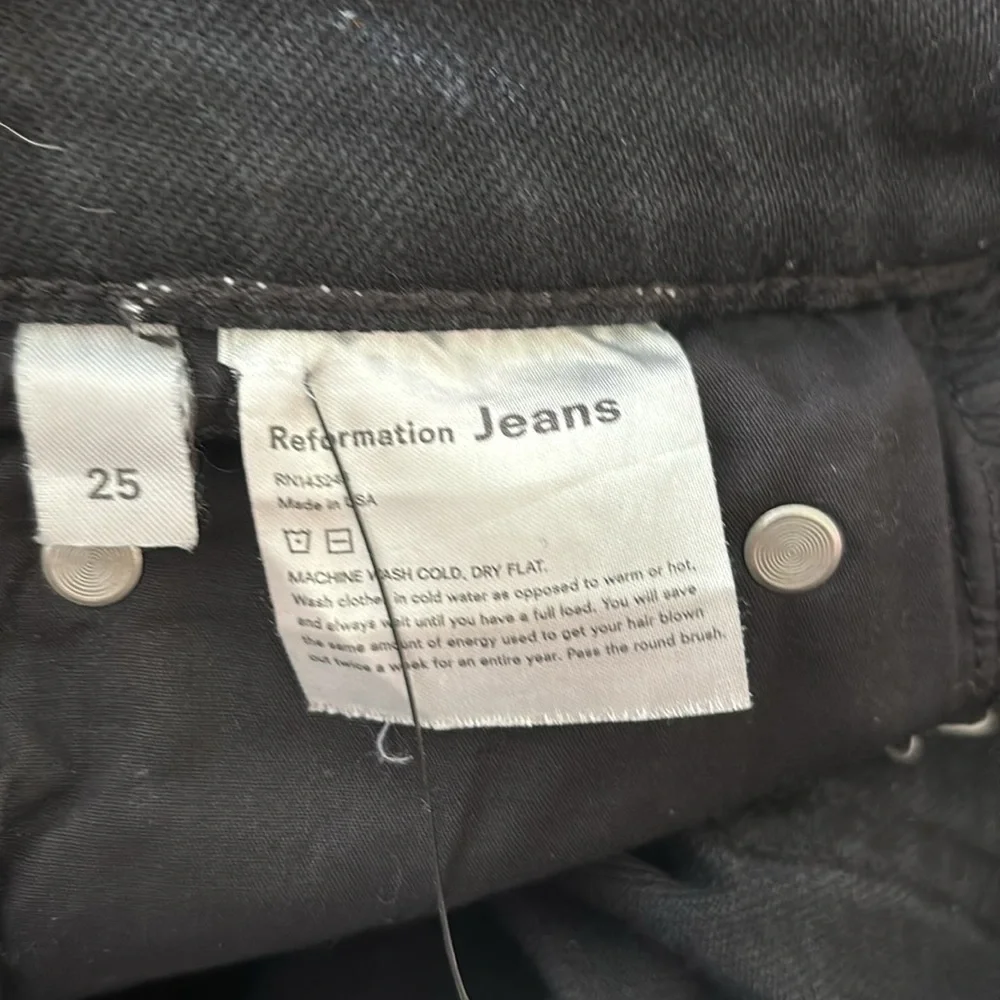 Reformation Liza High Straight Crop Women’s Mid Rise Black Denim Jeans- Size 25 - Picture 5 of 5